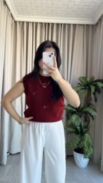 Perla Fiyonklu Süveter (Bordo) - Görsel 3