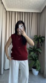 Perla Fiyonklu Süveter (Bordo) - Görsel 4