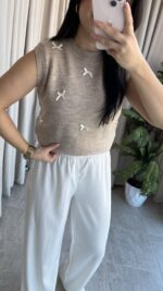 Perla Fiyonklu Süveter (Taş) - Görsel 4