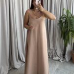 Perry Camel Askılı Elbise