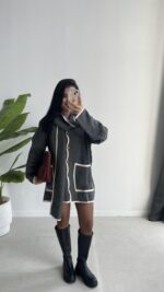 Pinterest Atkılı Triko Hırka - Görsel 3