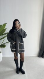 Pinterest Atkılı Triko Hırka - Görsel 5