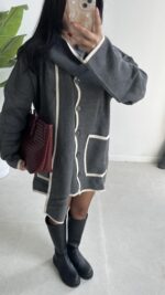 Pinterest Atkılı Triko Hırka - Görsel 4