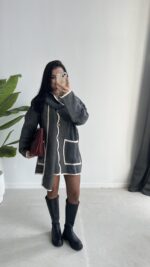 Pinterest Atkılı Triko Hırka - Görsel 2