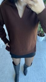 Polo Yaka Kahve Triko - Görsel 8