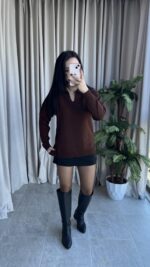 Polo Yaka Kahve Triko - Görsel 2