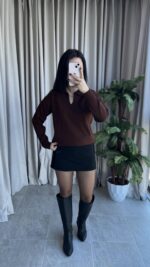 Polo Yaka Kahve Triko - Görsel 7