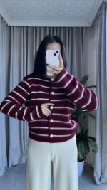 Pomel Sakallı Bordo Hırka - Görsel 5