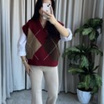 Premium Baklava Desen Bordo Süveter