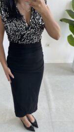 Pul Payet Kruvaze Anvelop Elbise - Gümüş - Görsel 3