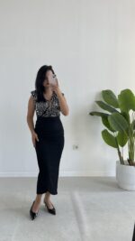 Pul Payet Kruvaze Anvelop Elbise - Gümüş - Görsel 7