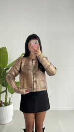 QU Premium Kalite Bakır Varaklı Hırka - Görsel 8