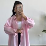 Rachel Oversize Tensel Gömlek - Pembe