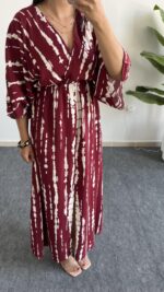 Ronda Kruvaze Viskon Elbise - Bordo - Görsel 6