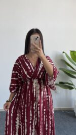 Ronda Kruvaze Viskon Elbise - Bordo - Görsel 2