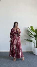 Ronda Kruvaze Viskon Elbise - Bordo - Görsel 3