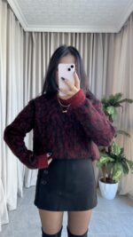 Sakallı Leopar Desen Bordo Kazak - Görsel 3