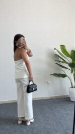 Sandra Boyundan Geçmeli Yelek Pantolon Takım - Beyaz - Görsel 6