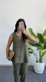 Sare Pamuk İkili Takım - Haki - Görsel 3