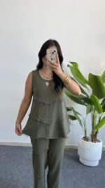 Sare Pamuk İkili Takım - Haki - Görsel 5