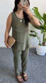 Sare Pamuk İkili Takım - Haki - Görsel 6