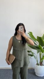 Sare Pamuk İkili Takım - Haki - Görsel 2