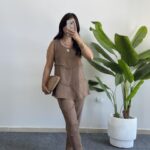 Sare Pamuk İkili Takım - Kahve