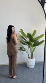 Sare Pamuk İkili Takım - Kahve - Görsel 5