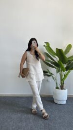 Sare Pamuk İkili Takım - Taş - Görsel 2