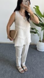 Sare Pamuk İkili Takım - Taş - Görsel 7