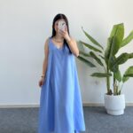 Shaya Asimetrik Kesim Bambu Elbise - Bebe Mavi