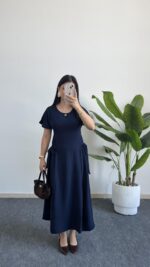 Silla Kuşak Detaylı Elbise - Lacivert - Görsel 2