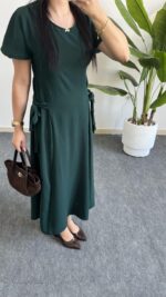 Silla Kuşak Detaylı Elbise - Zümrüt - Görsel 6