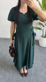 Silla Kuşak Detaylı Elbise - Zümrüt - Görsel 5