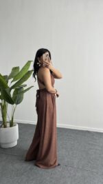 Rima Sırt Dekolteli Tulum - Kahve - Görsel 2