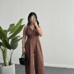 Rima Sırt Dekolteli Tulum - Kahve