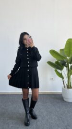 Siyah Çelik Örme Triko Takım