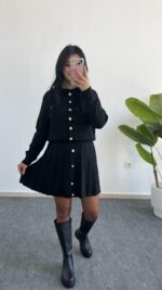 Siyah Çelik Örme Triko Takım - Görsel 3