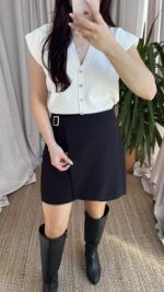 Siyah Kemer Detay Şort Etek - Görsel 2