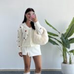 Soole Nakışlı Hırka - Ekru