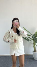 Soole Nakışlı Hırka - Ekru - Görsel 3