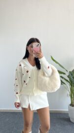 Soole Nakışlı Hırka - Ekru - Görsel 2