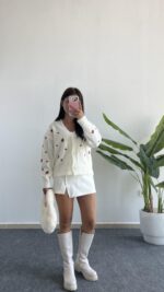 Soole Nakışlı Hırka - Ekru - Görsel 4