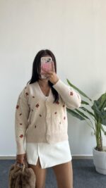 Soole Nakışlı Hırka - Krem - Görsel 3