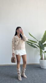 Soole Nakışlı Hırka - Krem - Görsel 6