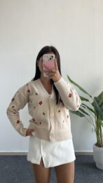 Soole Nakışlı Hırka - Krem - Görsel 5