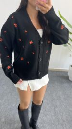 Soole Nakışlı Hırka - Siyah - Görsel 4