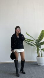 Soole Nakışlı Hırka - Siyah - Görsel 5