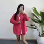 Star Pamuk Keten Gömlek - Fuşya