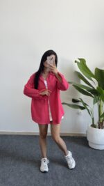 Star Pamuk Keten Gömlek - Fuşya